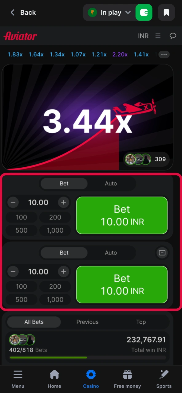 Start Aviator using minimum bets before risking bankroll.