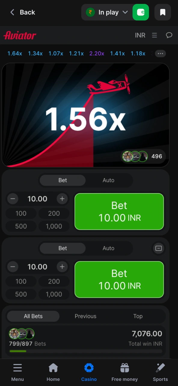 Use Aviator predictor signals or follow personal betting strategy.